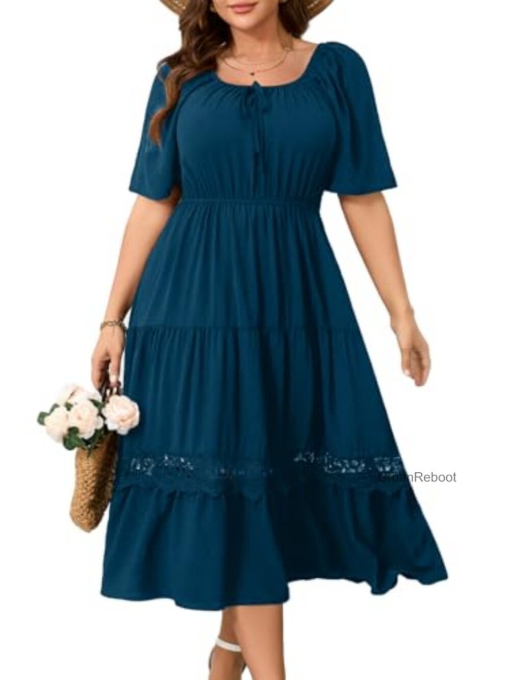 Plus Size Maxi Dress Short Sleeve Wedding Guest Summer
